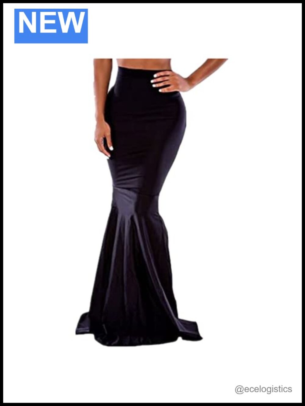 High Waist Bodycon Mermaid Maxi Skirt - Polyester Spandex Prom Dress
